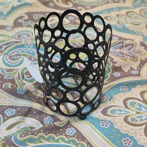 Elegant Black Circular Pattern Candle Holder